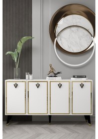 Resim 8210-32dd Kb150 Konsol, Tv Ünitesi Beyaz-altın-siyah Beyaz-altın-siyah 