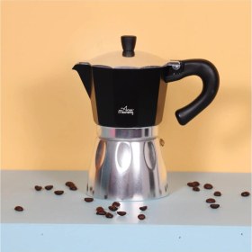 Resim 240 ml Alüminyum Moka Pot Espresso Kahve Makinesi, Şık Siyah Renk 