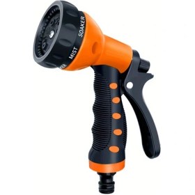Resim Globalbloom 8 Seviye Püskürtme Desenli Portakal Basınçlı Bahçe Hortumu Nozulu, Evrensel Avrupa Ve Amerikan Dişi, Çok Amaçlı Sulama Tabancası 