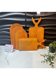 Resim Morlina 2'li Geyik Ve 3'lü Gökkuşağı Sunum Ve Kesme Tahtası Ahşap 