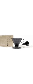 Resim Esmo Home Hario V60 02 Plastik Dripper ve 40’lı Filtre Kağıdı Seti, Siyah Şeffaf 