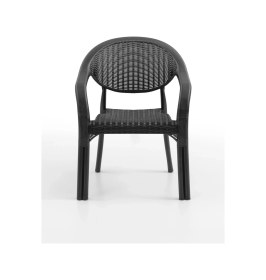Resim Bamboo 2'li Rattan Sandalye Siyah Siyah 