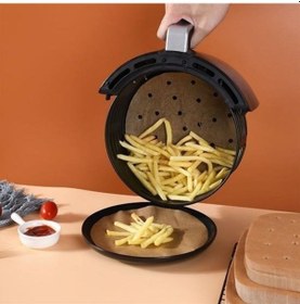 Resim 100 Adet Air Fryer Pişirme Kağıdı Tek Kullanımlık Hava Fritözü Yuvarlak Delikli Model Çok Renkli 
