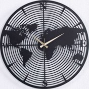 Resim Gowpenart Dünya Haritalı Metal Siyah Duvar Saati 1,5 Mm Kalınlık 50x50 Cm 