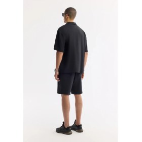 Resim AVVA Erkek Siyah Apaj Yaka Soft Touch Kısa Kol Oversize Fit Gömlek A51Y2006 