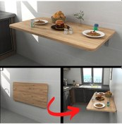 Resim Kydoniahome Ahşap Desenli Duvara Monte Kırma Katlanır Masa Kahverengi 