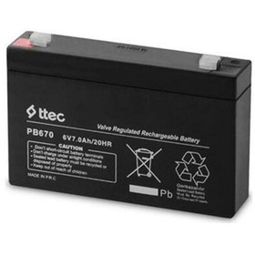 Resim Ttec Siyah Renk Ttec 6 Volt 7 Amper Bakımsız Kuru Akü Elektronik Cihaz Aküsü Şarj Edilebilir Akü 
