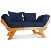 Resim Mobildeco Kombin Wood Ahşap Iki Kişilik Kanepe (ceviz/lacivert) 