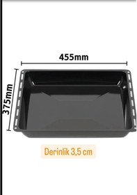 Resim Ankastre Parlak Derin Fırın Tepsisi 2 Li Set 45,5 37,5 3,5 Cm Granit Siyah 