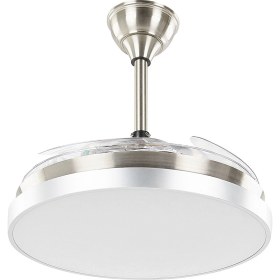 Resim Şeffaf Kanatlı LED Işıklı Tavan Vantilatörü – Uzaktan Kumandalı, Zamanlayıcılı, Gizlenebilir Fan Tasarımı 