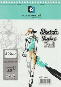 Resim Alex Schoeller Spiralli Sketch Marker Defteri Pad 200 G A5 40 y 