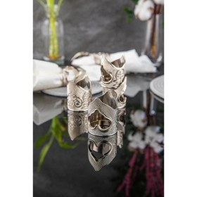 Resim Sena 6 Lı Desire Kalpli Bez Peçetelik, Sunum Peçeteliği Gümüş Renk 