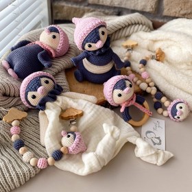Resim Amigurumi Şapkalı Penguen Oyuncak Pembe - Uyku Arkadaşı 