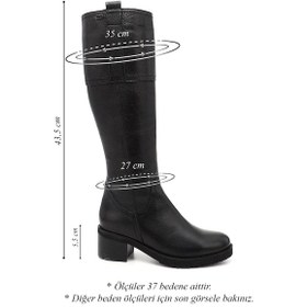 Resim Gönderi(R) Kadın Siyah Floter Fermuarlı Kalın Topuklu Hakiki Deri Çizme Dkzc61363591 Siyah 