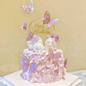 Resim Elegant "Happy Birthday" Clear Metal Cake Topper ile Altın Yazılı - Parti Dekoru, Pişirme Gösterisi ve Tatlı Masası Sunumu için Mükemmel, Güç Gerektirmez, Doğum Günü Parti Dekoru 