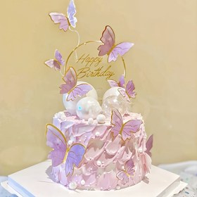 Resim Elegant "Happy Birthday" Clear Metal Cake Topper ile Altın Yazılı - Parti Dekoru, Pişirme Gösterisi ve Tatlı Masası Sunumu için Mükemmel, Güç Gerektirmez, Doğum Günü Parti Dekoru 