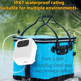 Resim IPX7 Derin Su Geçirmez Balık Havalandırma Pompası, 2 Hız Ayarlı - Ultra Sessiz + Pil Göstergeli + Arka Klipsli Taşınabilir + Açık Hava Canlı Akvaryum Oksijen Pompası, Şarj Edilebilir Havalandırıcı, Sessiz Oksijen Pompası, Dış Mekan Kullanımı İçin Su Geçirmez Teknoloji - Şimdi İndirimde! 