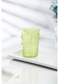 Resim Akrilik Yeşil Tekli Kısa Bardak & Su Meşrubat Kahve Yanı Bardağı 400 ml (Cam Değildir ) 