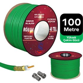 Resim CFR AYDINLATMA Anten Uydu Yeşil Kablosu Rg6 U4 Tv Anten Kablo 48 Tel-100 Metre 