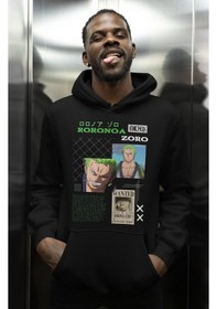 Resim Sevbano Tasarım One Piece Baskılı Unisex Oversize Roronoa Zoro Anime Kara Siyah 