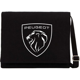 Resim Peugeot Logo Siyah Kanvas Postacı Çantası - Siyah 