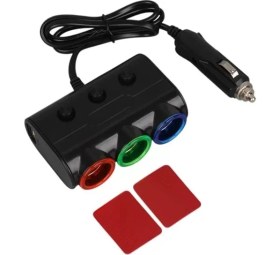Resim Olesson 1523 12-24V Çift USB Girişli 120W 80CM Kablolu 3'lü Araç Çakmak Çoklayıcı 
