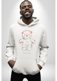 Resim Sadece Yaşamak Kadın Erkek Beyaz Kapüşonlu Sweatshirt Hoodie Beyaz 