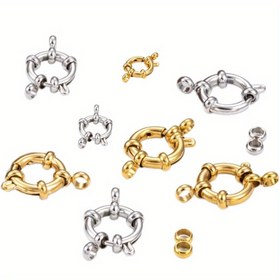 Resim 5 adet bakır Altın/Çelik renk Yuvarlak Bahar Klipleri Kancalar Bileklik Kolye Klipleri Bağlantı Elemanları DIY Takı Yapımı Malzemeleri 