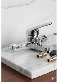 Resim 050-1 Banyo Bataryası Robot Duş Takımı Musluk Armatür Siyah Beyaz Gold Krom Renkler Krom 