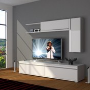 Resim Eko 5l Mdf Std Tv Ünitesi Tv Sehpası Parlak Beyaz 