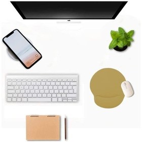Resim Bej Bilek Destekli Ergonomik Jel Kaymaz Taban Mouse Pad 