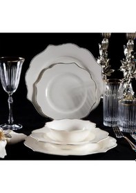 Resim Massimo Verona Gold 24 Parça Yemek Takımı Beyaz 