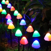 Resim 20 LED Güneş Enerjili Peri Mantarı Işıkları, Çok Renkli Değişen Bahçe ve Veranda Dekoru, Nikel Pil ile Güçlendirilmiş, Su Geçirmez Plastik Dış Mekan Yolu Aydınlatması, Dış Mekan Bahçe Işıkları 