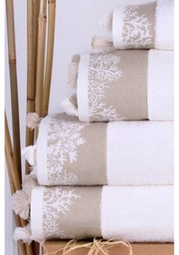 Resim Baveno Pamuk Püsküllü 50X100 El Havlusu Krem 