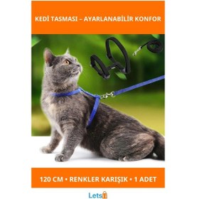 Resim Ayarlanabilir Renkli Kedi Tasması 120cm 