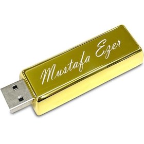 Resim Kişiye İsme Özel Altın Külçe Şeklinde Hediyelik İsimli 64 GB Usb Flash Bellek 