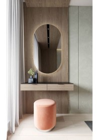 Resim 50x89 Cm Modern Oval Led Banyo Aynası Dokunmatik, Dim Edilebilir, 3000k Günışığı Sarı 