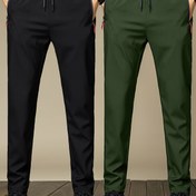 Resim 2 adet Erkek Yüksek Esneklikli Hızlı Kuruyan Spor Pantolonu - Düz Bacak 9/3 Çeyrek Uzunluklu Cep ile, Koşu, Spor Salonu, Yürüyüş ve Açık Hava Aktiviteleri için Nefes Alabilen Esnek Olmayan Kumaş - Siyah ve Zeytin Yeşili, Spor Salonu Pantolonu, Yürüyüş Giyim, Şık Spor Tasarımı, Nem Alabilen Kumaş 