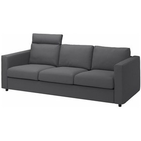 Resim 3'lü Kanepe, Hallarp Gri, Dar Kolçaklı/baş Destekli Gri 