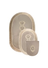 Resim Shems Gri 3'lü Çeyizlik Dantelli Ve Saçaklı Banyo Paspası Halısı Gri 