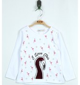 Resim Toontoy Kız Bebek Flamingo Nakışlı T-shirt Beyaz 