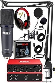 Resim Midex Functional Paket-4 Stüdyo Ekipmanları Mikrofon 4 Çıkış Ses Kartı Full Set 