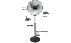 Resim Goldmaster Vortex Vantilatör Bakır Motorlu 18 Inch Salınımlı Hız Ayarlı Endüstriyel Ayaklı Vantilatör 