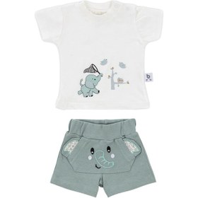 Resim Gezenbebe Hero Kısa Kol Desenli Bebek T-shirt Ve Nakışlı Şort Seti Yeşil 