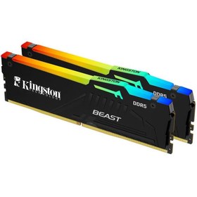Resim Kingston Beast RGB 64GB (2x32GB) DDR5 6000MHZ CL30 Siyah Ram-KF560C30BBEAK2-64TR 