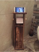 Resim OverPazar Ahşap wc Kağıtlık Tuvalet Telefon Tutucu Standı Özellikli Banyo Kağıtlık 