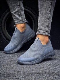 Resim Unisex Ortopedik Bağcıksız Triko Spor Ayakkabı-füme-226 Fume 