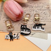 Resim Sevimli Kedi Nota Anahtarlıkları - Piyano Notaları ve Kediler - Müzik Severler için Mükemmel Parti Hediyeleri veya Hediye 
