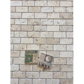 Resim Dm 06-01-02 Pietramosaic 5X10 Klasik Traverten Tuğla Desen Eskitme Mozaik Doğaltaş Duvar Kaplama 
