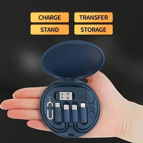 Resim 5'in 1 Silikon USB Tip-C Şarj Kablosu Seti, Veri Aktarımını ve Depolama Kartını İçerir - MFI Sertifikalı, Iphone, Android, Tabletler, USB ile Lightning ve Veri Kablosu Depolama Kutusu ile Uyumlu. 